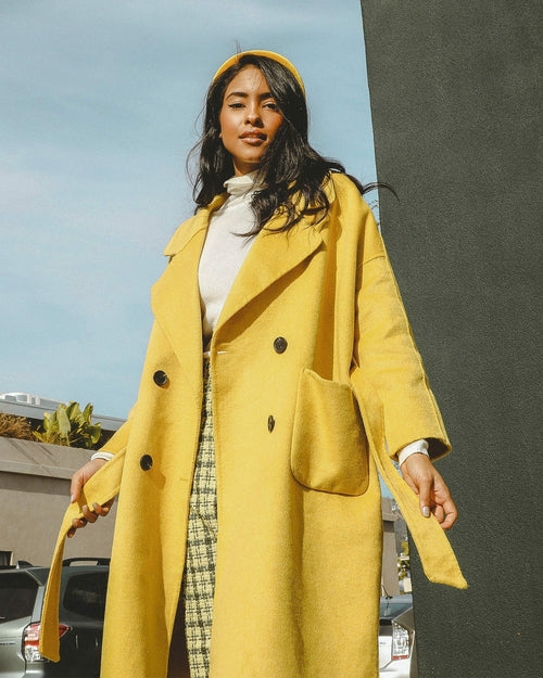Trench Coat Double Breasted en Laine 100% – Serena