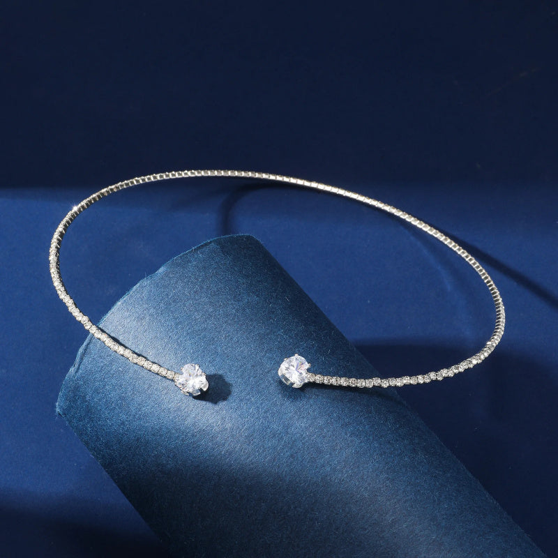 Collier Ras-du-Cou Choker Cœur Strass – Bijou Scintillant Argent ou Or Femme